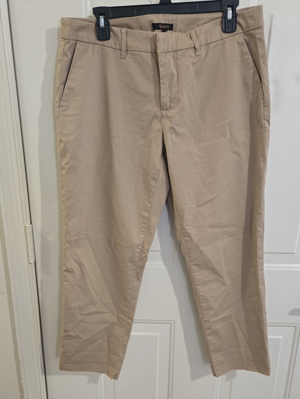Quince Organic Cotton Chino Pants 12 Tan Beige Pockets Minimalist Office Preppy